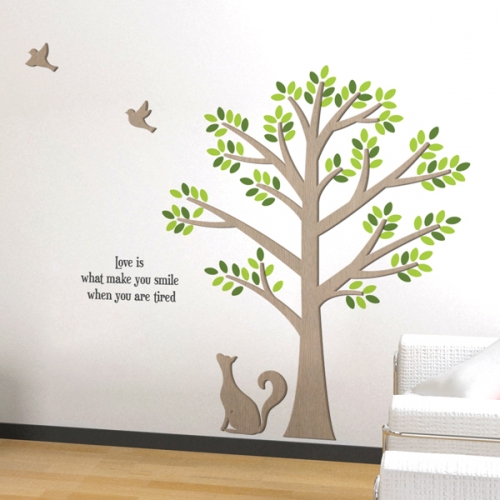 [우드스티커] 고양이와나무 (컬러완제품)