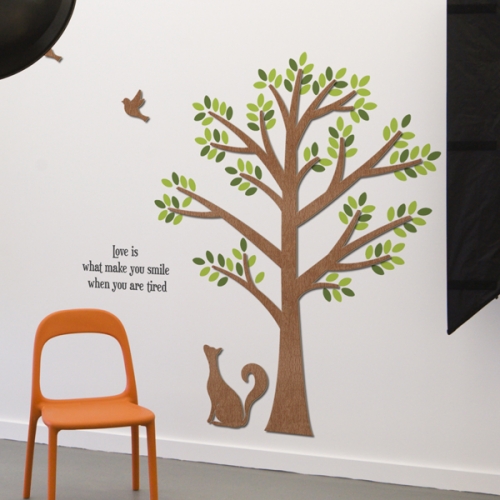 [우드스티커] 고양이와나무 (컬러완제품)