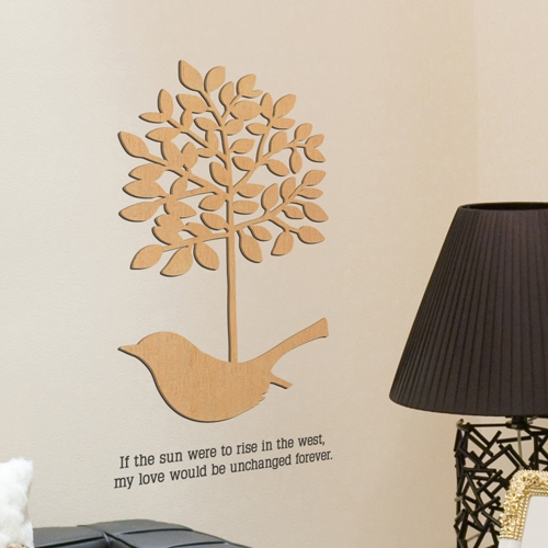 [우드스티커] 새와나무장식 (반제품)/ 반제품(우드)+그레이