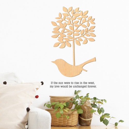 [우드스티커] 새와나무장식 (반제품)/ 반제품(우드)+그레이