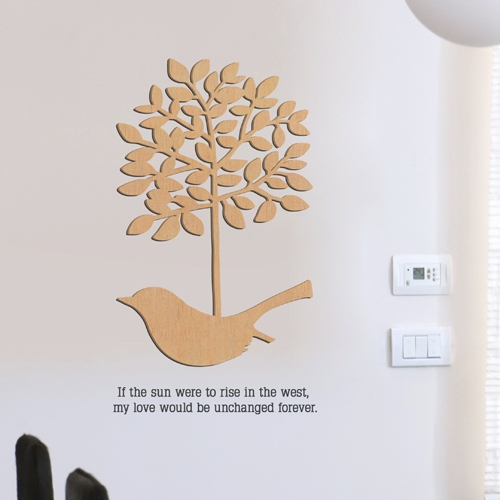 [우드스티커] 새와나무장식 (반제품)/ 반제품(우드)+그레이