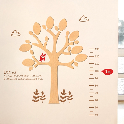 [우드스티커] 나무키재기 (반제품)/ 반제품(우드)+밀.브라운(글자)+레드