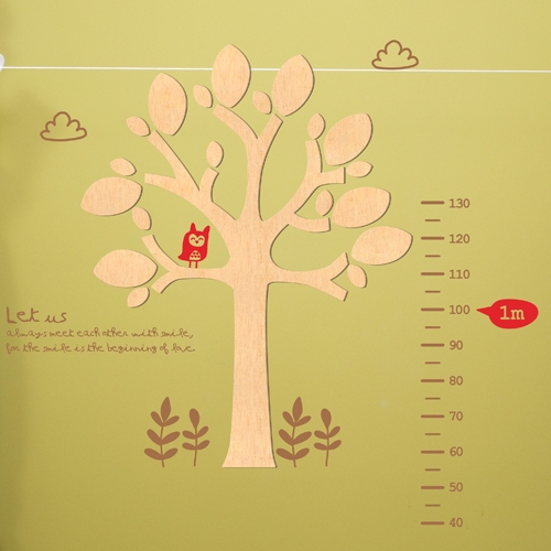 [우드스티커] 나무키재기 (반제품)/ 반제품(우드)+밀.브라운(글자)+레드