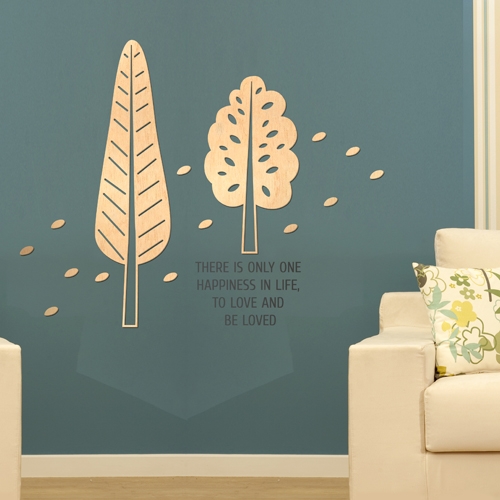 [우드스티커] 잎나무 (반제품)/ 반제품(우드)+그레이(글자)