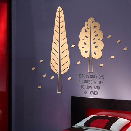 [우드스티커] 잎나무 (반제품)/ 반제품(우드)+그레이(글자)