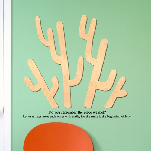 [우드스티커] 선인장 (반제품)/ 반제품(우드)+그레이(시트)