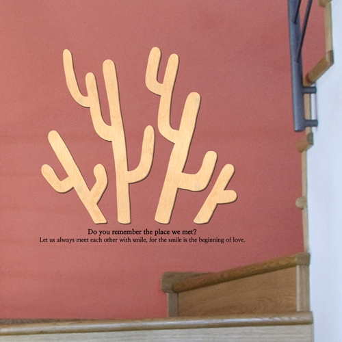 [우드스티커] 선인장 (반제품)/ 반제품(우드)+그레이(시트)