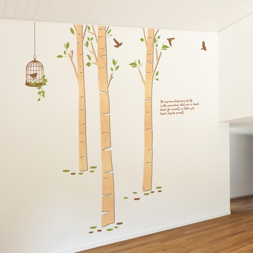 [우드스티커] 자작나무숲 (반제품)/ 반제품(우드)+라.올리브+밀.브라운(글자)