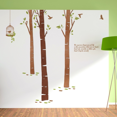 [우드스티커] 자작나무숲 (컬러완제품)