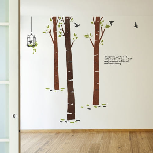 [우드스티커] 자작나무숲 (컬러완제품)