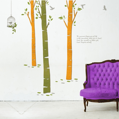 [우드스티커] 자작나무숲 (컬러완제품)