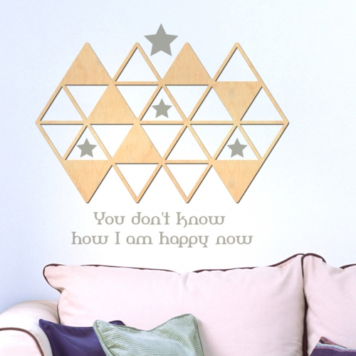 우드스티커- 트라이앵글 (반제품) W475 포인트월데코 / 반제품(우드)+라.그레이(시트)