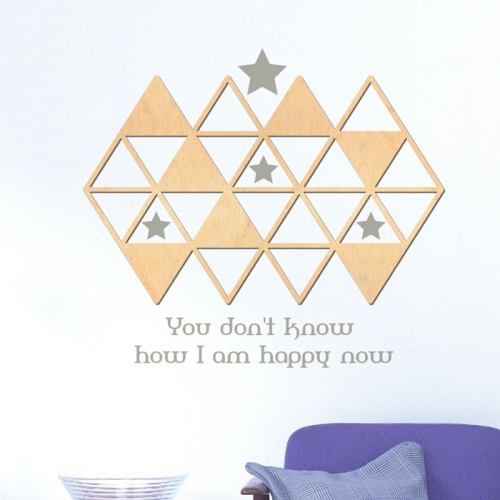 우드스티커- 트라이앵글 (반제품) W475 포인트월데코 / 반제품(우드)+라.그레이(시트)