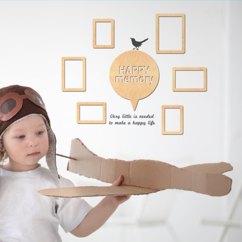 우드스티커- 해피메모리 (반제품) 사진 프레임 W477/ 반제품(우드)+그레이(시트)