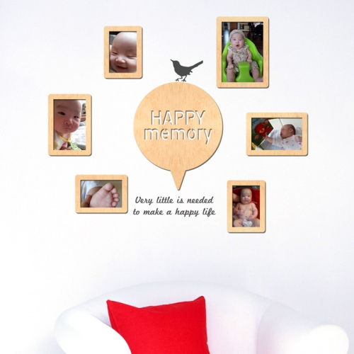 우드스티커- 해피메모리 (반제품) 사진 프레임 W477/ 반제품(우드)+그레이(시트)