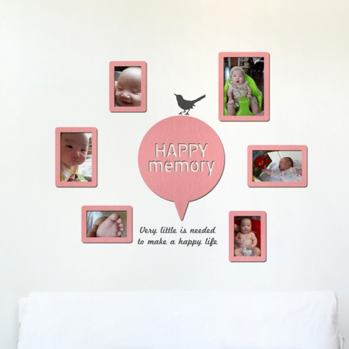 우드스티커- 해피메모리 (컬러완제) 포토 프레임 W478