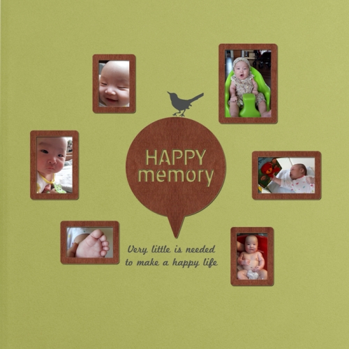 우드스티커- 해피메모리 (컬러완제) 포토 프레임 W478