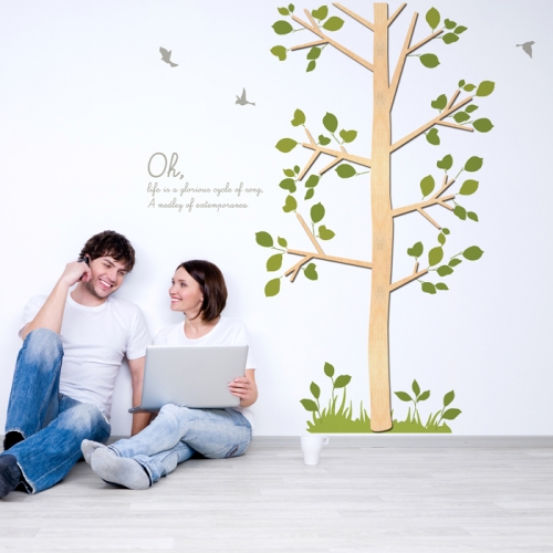 우드스티커- 바람나무 (반제품) W481 포인트 월데코/ 반제품(우드)+올리브+라.올리브(풀숲)+라.그레이(글자)