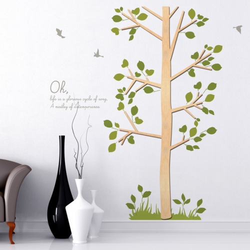 우드스티커- 바람나무 (반제품) W481 포인트 월데코/ 반제품(우드)+올리브+라.올리브(풀숲)+라.그레이(글자)