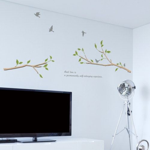 우드스티커- 나무가지 (반제품) W489 포인트 월데코/ 반제품(우드)+라.올리브(잎)+라.그레이(글자)