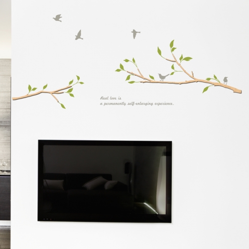 우드스티커- 나무가지 (반제품) W489 포인트 월데코/ 반제품(우드)+라.올리브(잎)+라.그레이(글자)