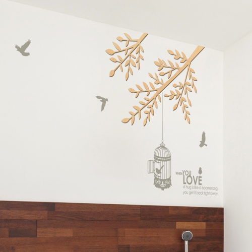 우드스티커- 바람가지 (반제품) 나무 W491 입체포인트/ 반제품(우드)+라.그레이(시트)