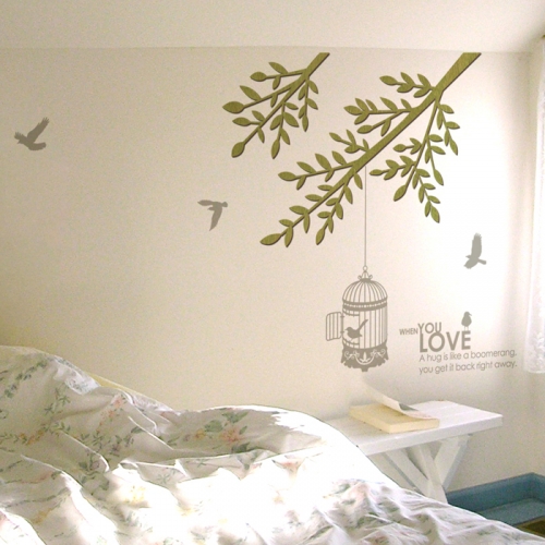 우드스티커- 바람가지 (컬러완제) 나무 W492 월데코