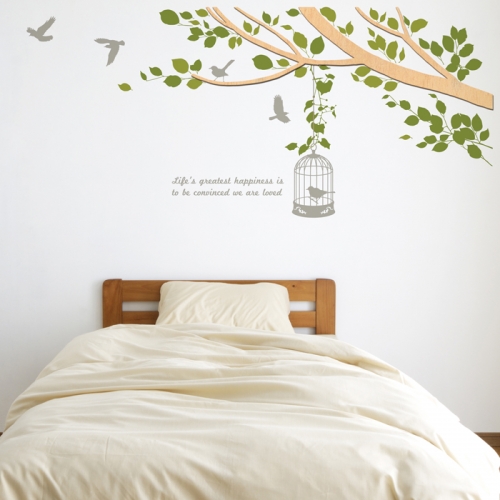 우드스티커- 봄봄 (반제품) 나뭇가지 W493 입체포인트/ 반제품(우드)+라.올+올리브(줄기)+라.그레이(글자)