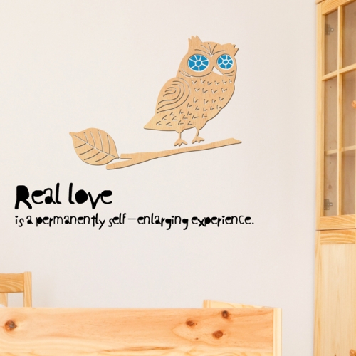 우드스티커- 부엉이 (반제품) 캐릭터 W501 입체포인트/ 반제품(부엉이)+딥블루(눈)+블랙(글자)