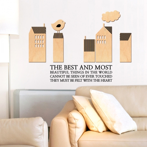 우드스티커- 네모마을 (반제품) 건물 W507 월데코입체/ 반제품(우드)+블랙(시트)