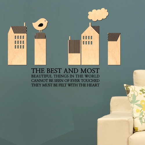 우드스티커- 네모마을 (반제품) 건물 W507 월데코입체/ 반제품(우드)+블랙(시트)