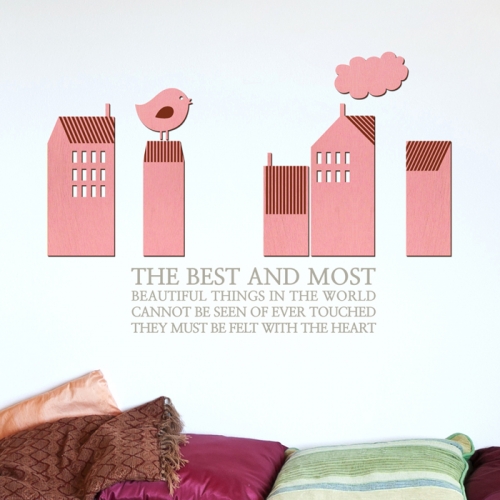 우드스티커- 네모마을 (컬러완제) 건물 W508 포인트