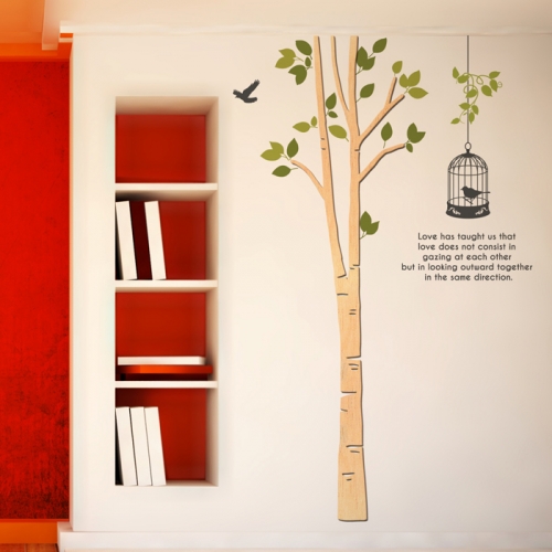 우드스티커- 모던자작나무 (반제품) W509 월데코 입체/ 반제품(우드)+올리브+라.올리브(줄기)+그레이(글자)