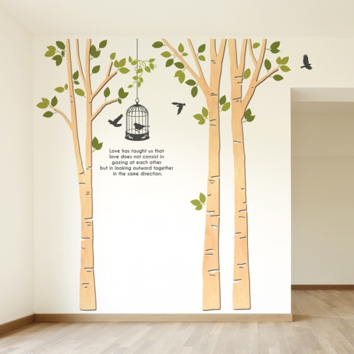 우드스티커- 모던자작나무 (반제품) W509 월데코 입체/ 반제품(우드)+올리브+라.올리브(줄기)+그레이(글자)