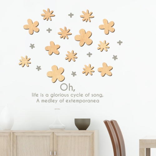 우드스티커- 작은꽃 (반제품) 플라워 W511 입체월데코/ 반제품(우드)+라.그레이(시트)