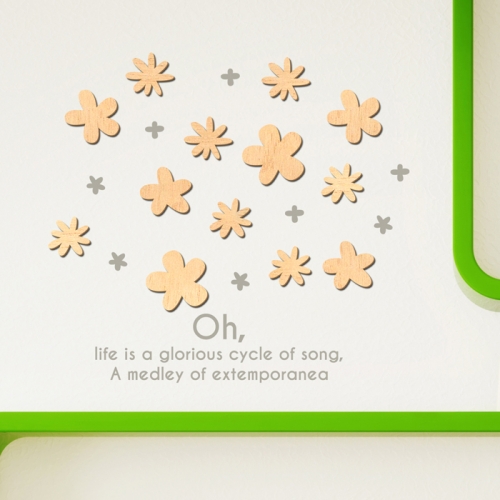 우드스티커- 작은꽃 (반제품) 플라워 W511 입체월데코/ 반제품(우드)+라.그레이(시트)