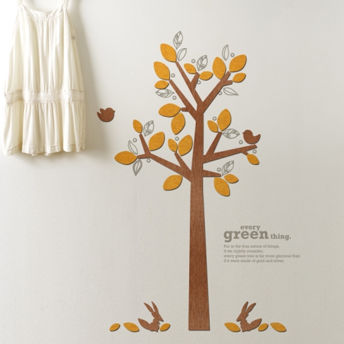 우드스티커- 스프링데이 (컬러완제) 나무 W524 월데코