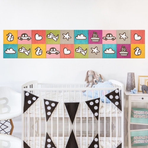 우드스티커- 네모장식 W536 아이방 어린이집