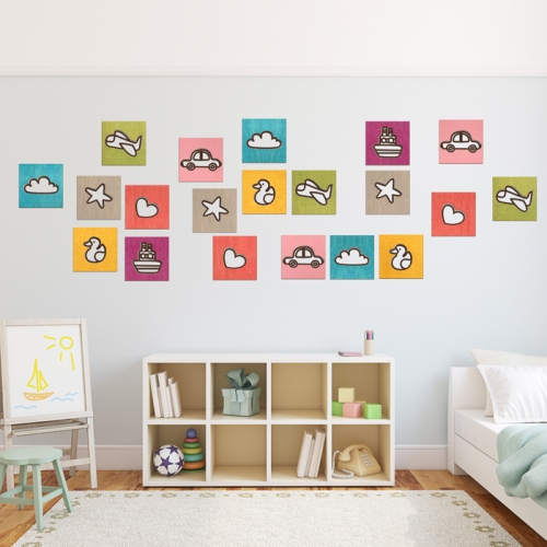 우드스티커- 네모장식 W536 아이방 어린이집