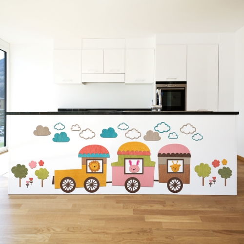 우드스티커- 동물마차 W538 아이방 어린이집