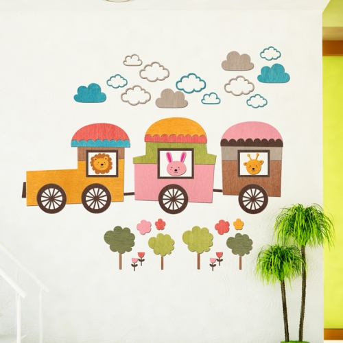 우드스티커- 동물마차 W538 아이방 어린이집