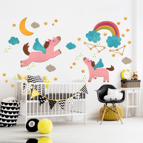 우드스티커- 유니콘 W541 아이방 어린이집