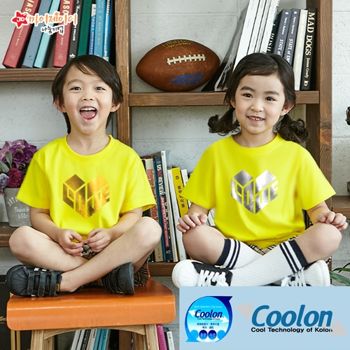 국내산 쿨론100％ 반짝반짝 포일 아트 반팔 티셔츠_하트인러브(골드실버)