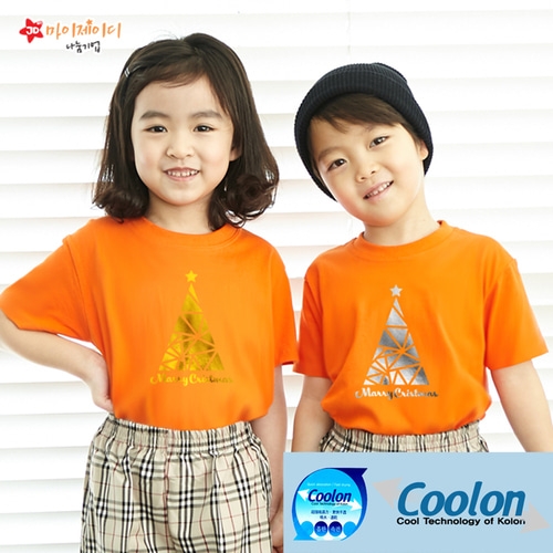 국내산 쿨론100％ 반짝반짝 포일 아트 반팔 티셔츠_메리크리스마스(골드실버)