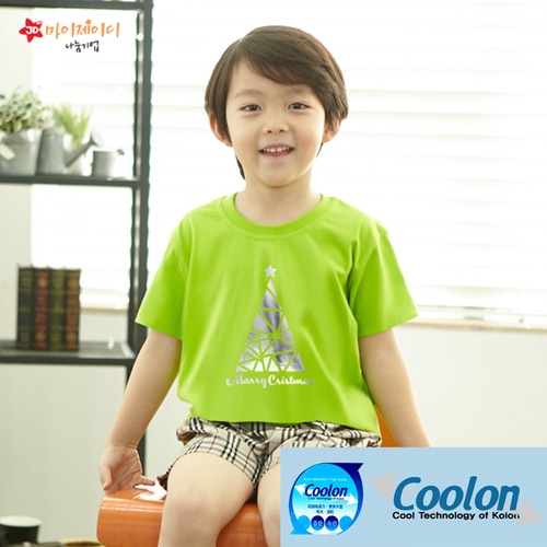 국내산 쿨론100％ 반짝반짝 포일 아트 반팔 티셔츠_메리크리스마스(골드실버)