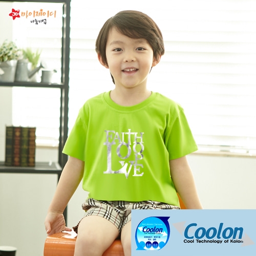 국내산 쿨론100％ 반짝반짝 포일 아트 반팔 티셔츠_믿음소망사랑2(골드실버)