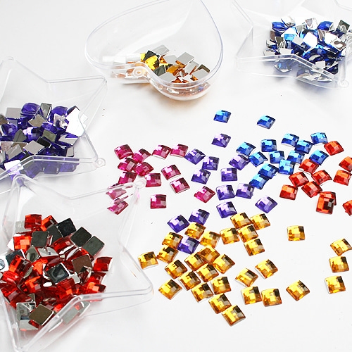 [탑키드] 큐빅 사각비즈(빨강,노랑,분홍,파랑,보라) 약 73개