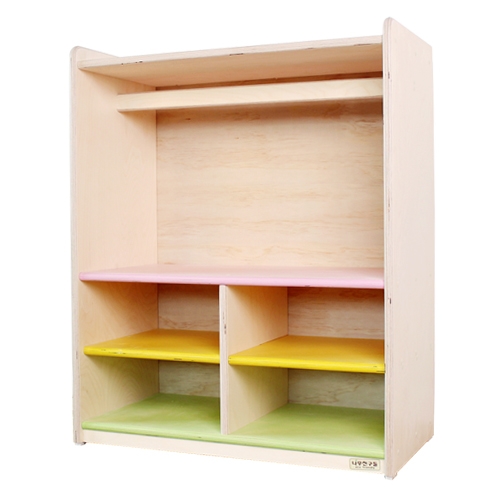 친환경 자작 원목 4인 옷걸이 사물함