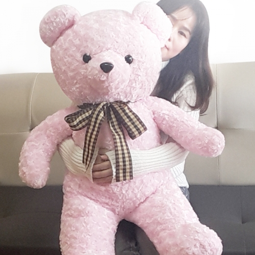 러브리본빅베어/핑크장미곰/국산/대형곰인형쿠션
