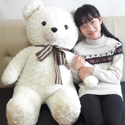 러브리본빅베어/크림장미곰/국산/대형곰인형쿠션